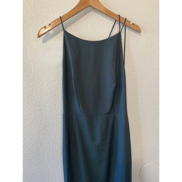 BHLDN Marta Crepe Bridesmaid Dress in Forest Green Strappy Spaghetti Strap Sz 10 - Picture 12 of 16